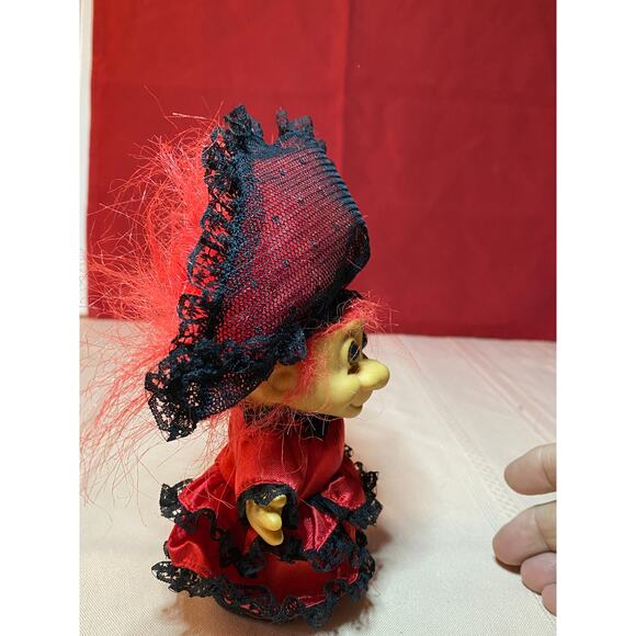 Vintage RUSS Around the World Troll Doll Girl 5" Red Black Lace Dress Veil SPAIN - Picture 13 of 16